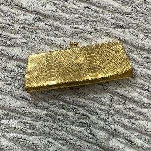 Lovely NY | Gold Snakeskin Clutch